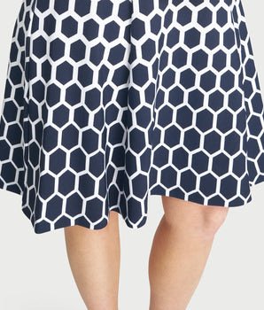 Becca Navy Polka Dot A-Line Dress