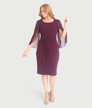 Lisette Bordeaux Faux Wrap Dress