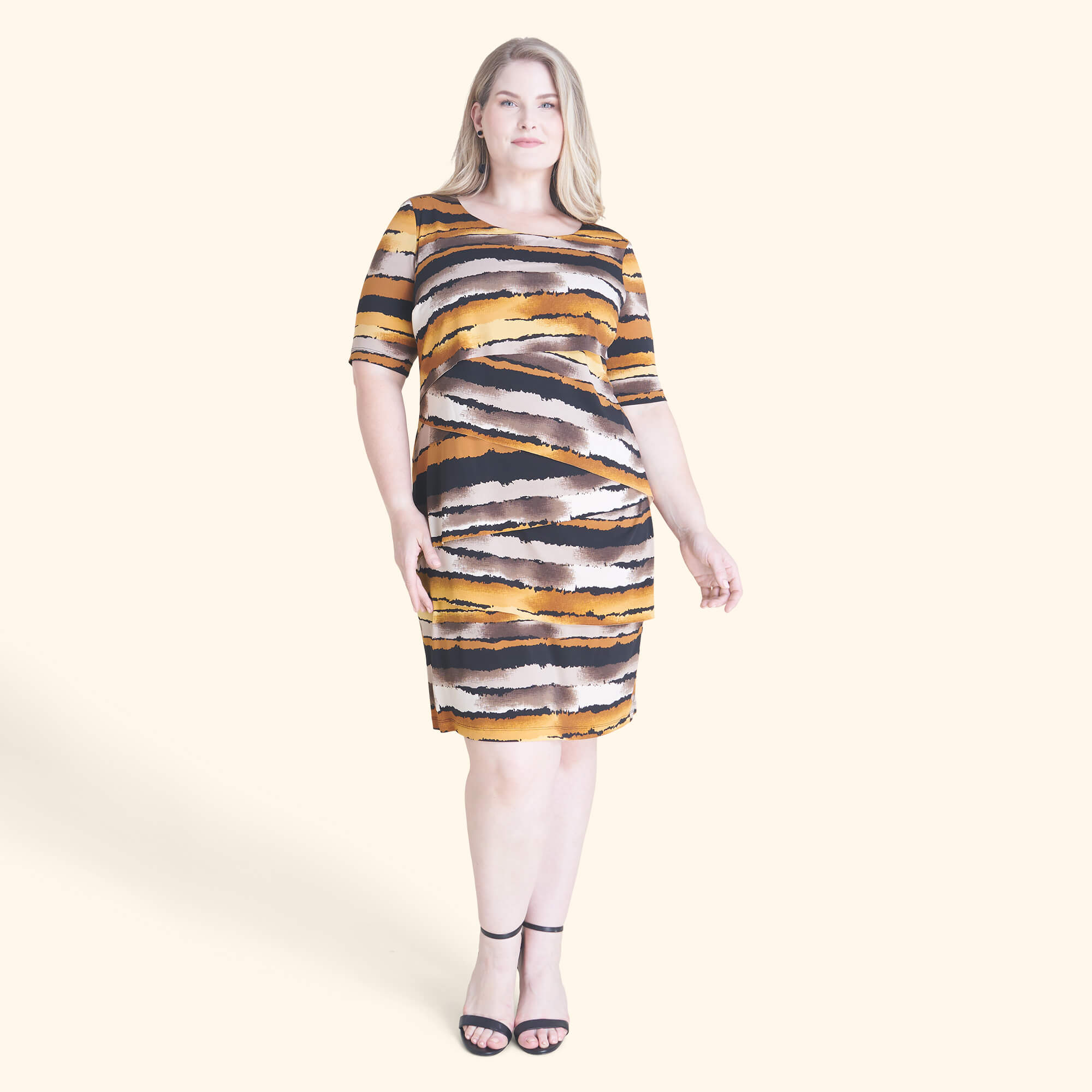 Brandy Mustard Asymmetrical Layer Dress | Connected Apparel