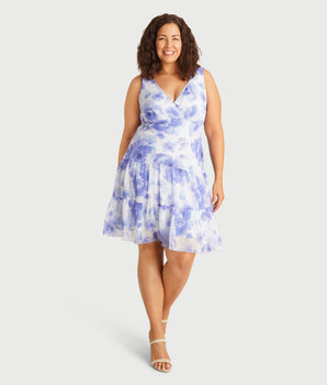 Ellie Periwinkle Tiered Knee-Length Dress