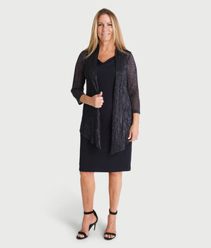 Effie Navy Metallic Cardigan Dress