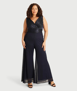 Emalina Navy Metallic Jumpsuit