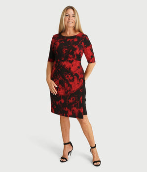 Thea Red Abstract Bodycon Dress