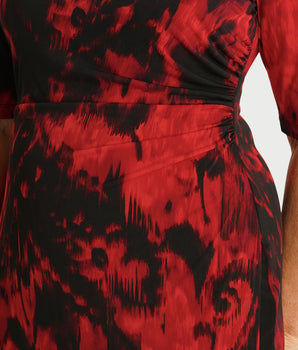 Thea Red Abstract Bodycon Dress