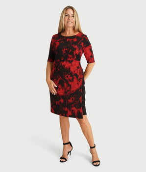 Liz Red Abstract Bodycon Dress