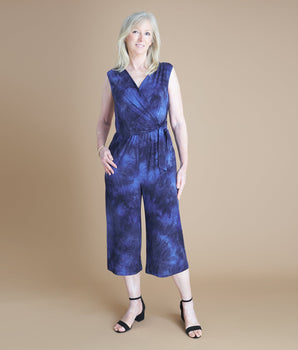 Morgan Sapphire Cropped Jumpsuit