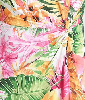 Mila Orange Tropical Print Side-Slit Dress