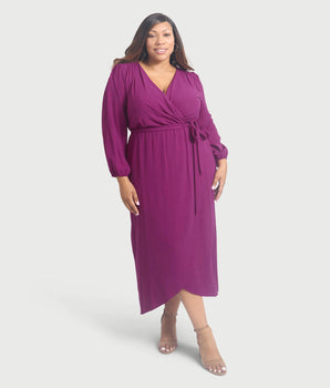 Shannon Magenta Maxi Wrap Dress