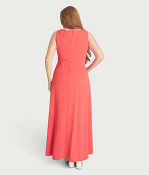 Mia Coral Asymmetrical Maxi Dress