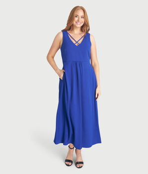 Devinah Sapphire X-Neck Maxi Dress