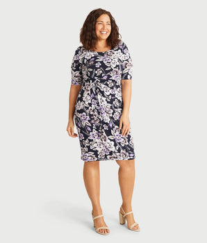 Lisa Lavender Floral Faux Wrap Dress