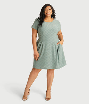 Maggie Sage Eyelet Two-Pocket Dress