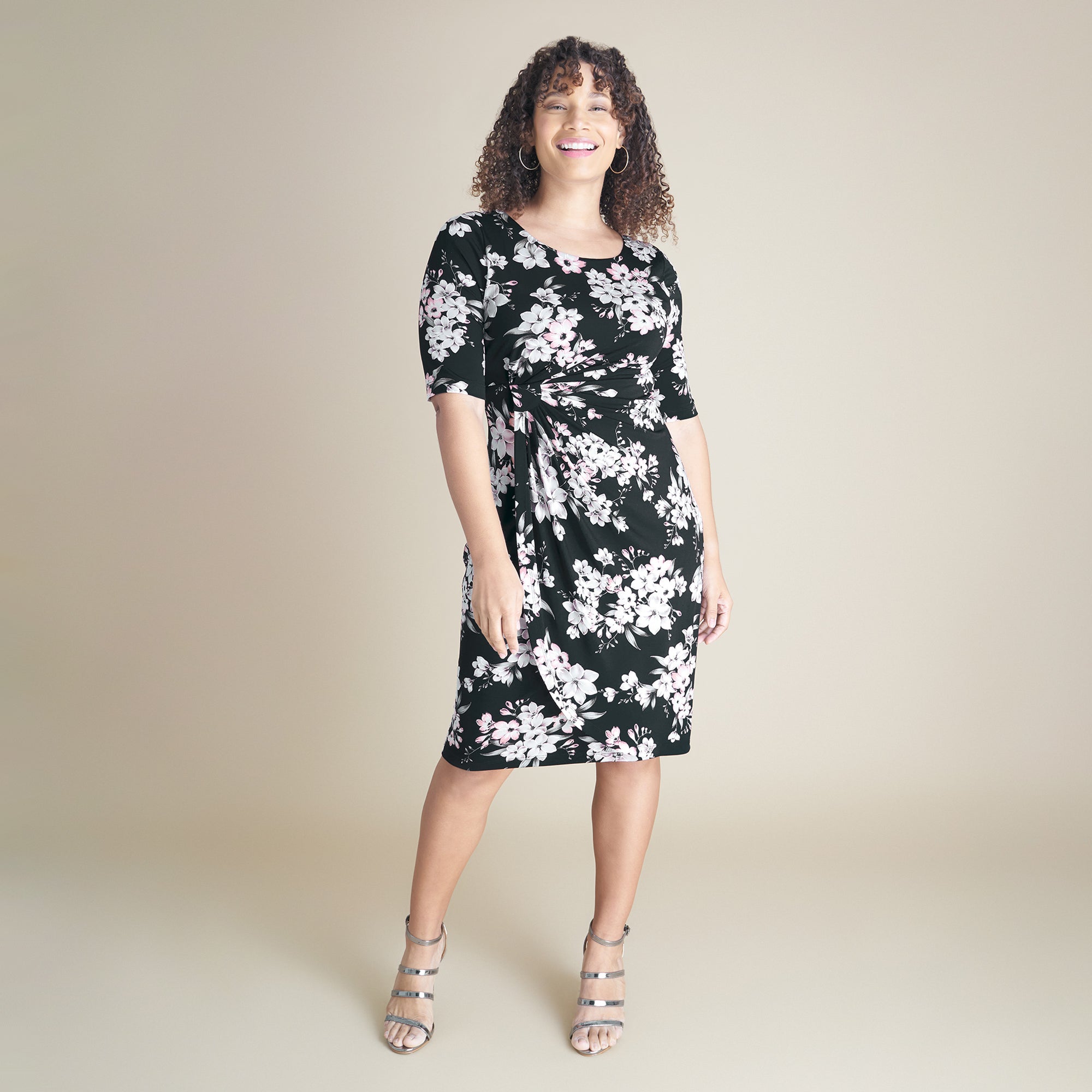 Lisa Dusty Rose Faux Wrap Dress | Connected Apparel