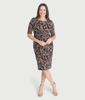 Lisa Taupe Faux Wrap Dress