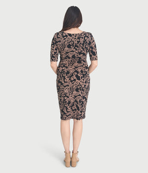 Lisa Taupe Faux Wrap Dress