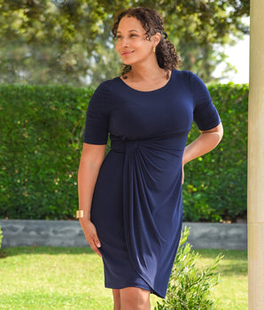 Lisa Navy Faux Wrap Dress