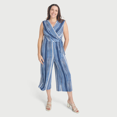 Morgan Denim Cropped Jumpsuit | Connected Apparel