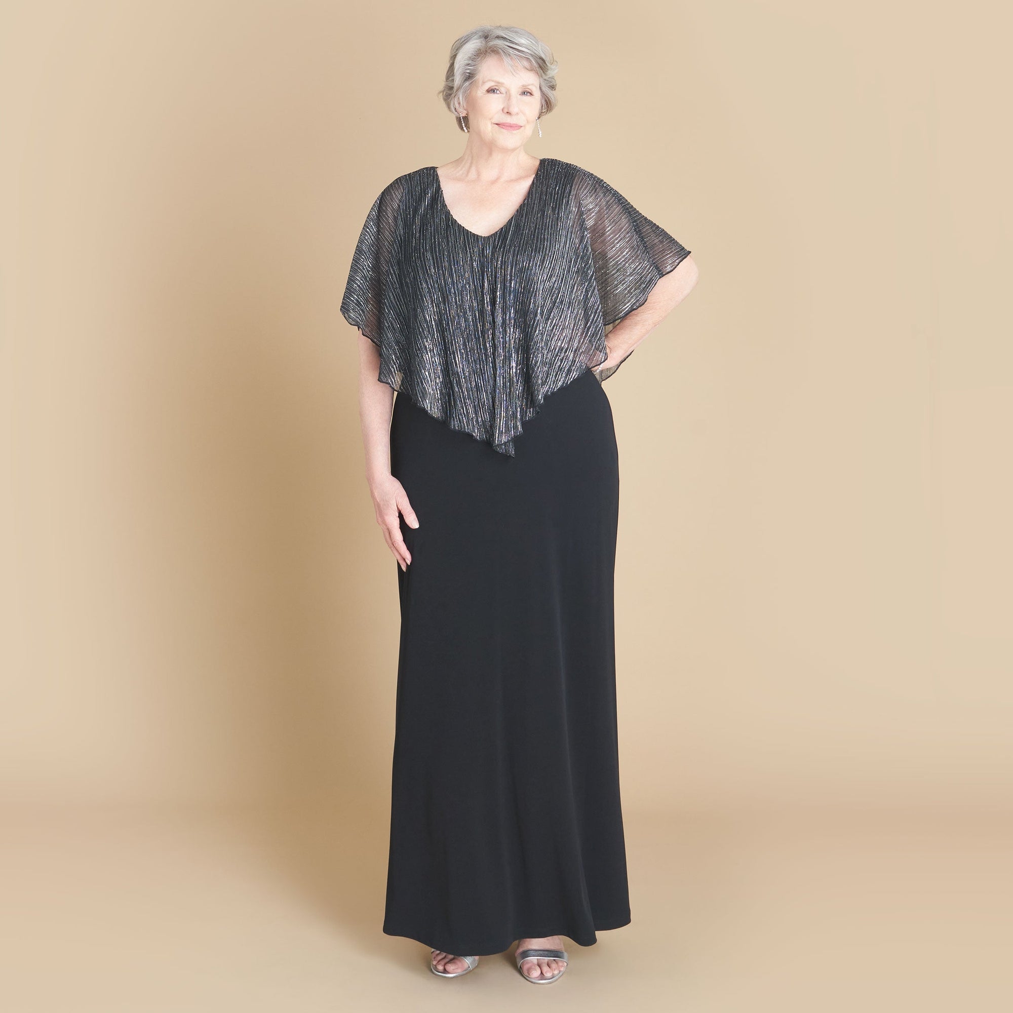 Woman posing wearing Black/Silver Maya from Connected Apparel