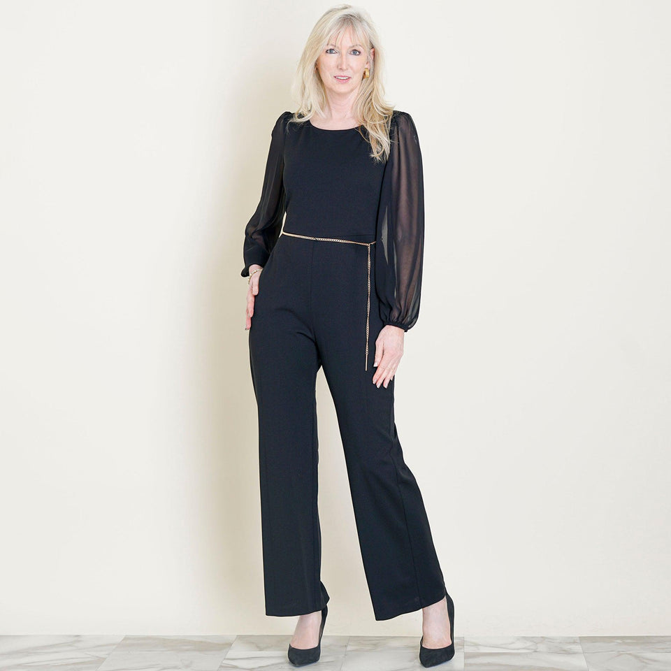 Sheryl Long Sleeve Black Jumpsuit | Connected Apparel