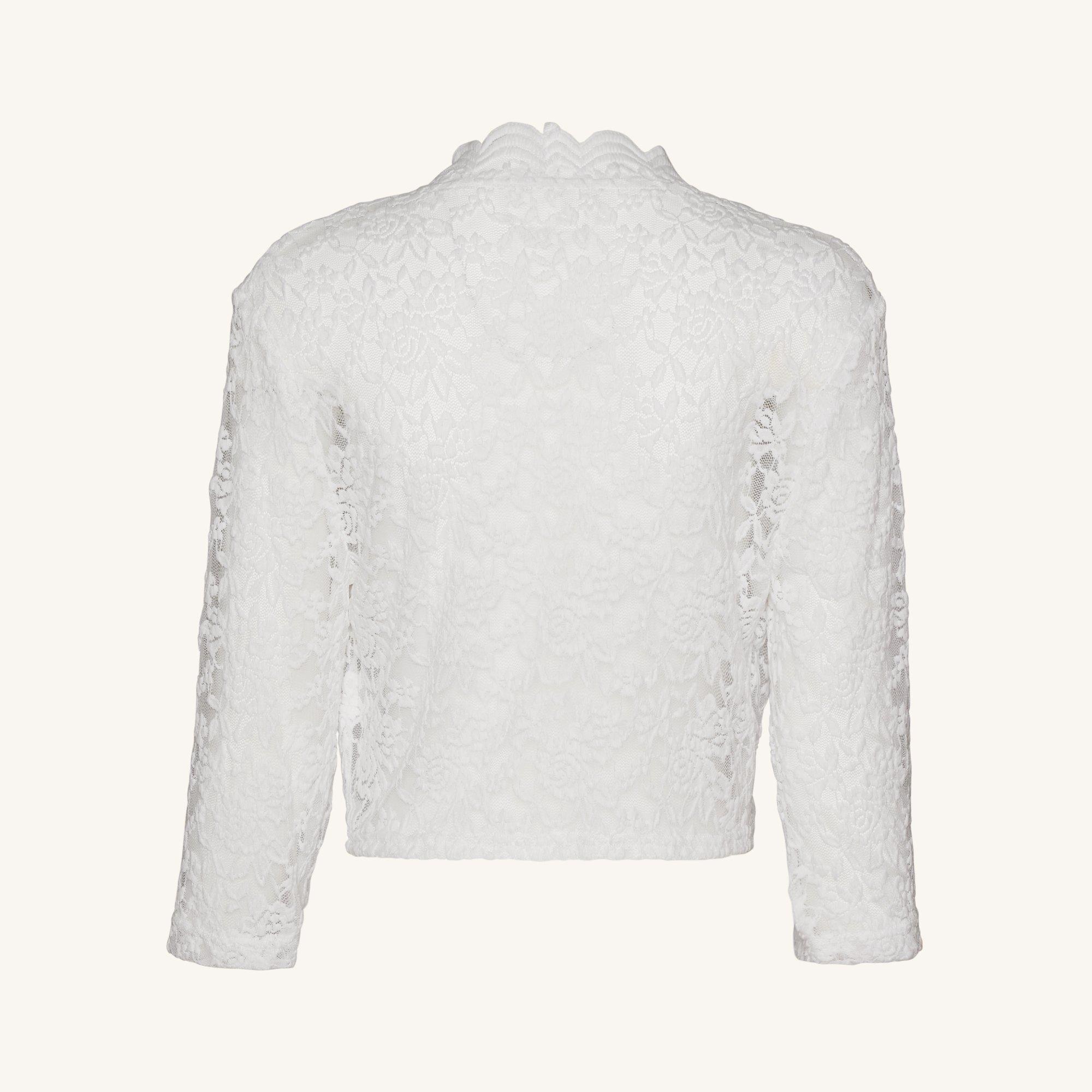 The Talula Scalloped Lace White Shrug | Connected Apparel