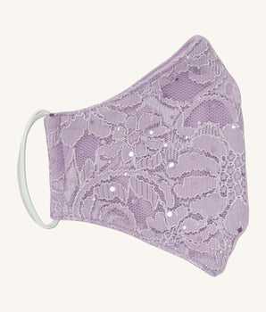 Woman posing wearing Dusty Purple Lace Sequin Mask - Assorted Colors from Connected Apparel